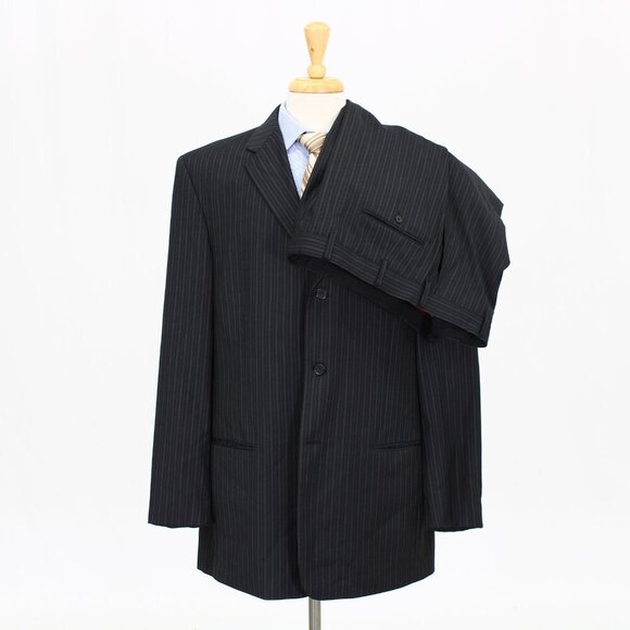Pierre Cardin 46L 38 Gray Striped 3-Button Suit R434 - Picture 1 of 15
